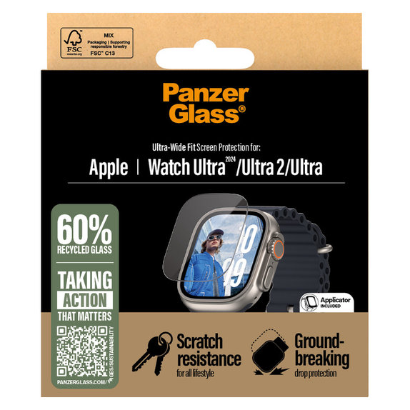 Kaljeno staklo za Apple Watch Ultra 2024/Ultra 2/Ultra, Prozirna, PanzerGlass