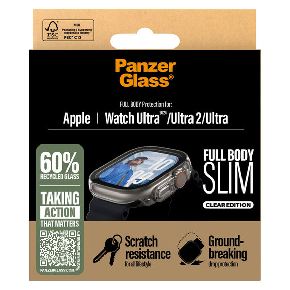 Kaljeno staklo Full Body Slim za Apple Watch Ultra 2024/Ultra 2/Ultra, Prozirna, PanzerGlass