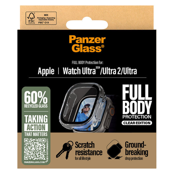 Kaljeno staklo Full Body za Apple Watch Ultra 2024/Ultra 2/Ultra, Prozirna, PanzerGlass