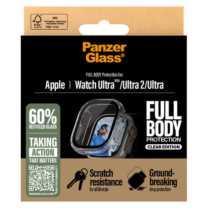 Kaljeno staklo Full Body za Apple Watch Ultra 2024/Ultra 2/Ultra, Prozirna, PanzerGlass