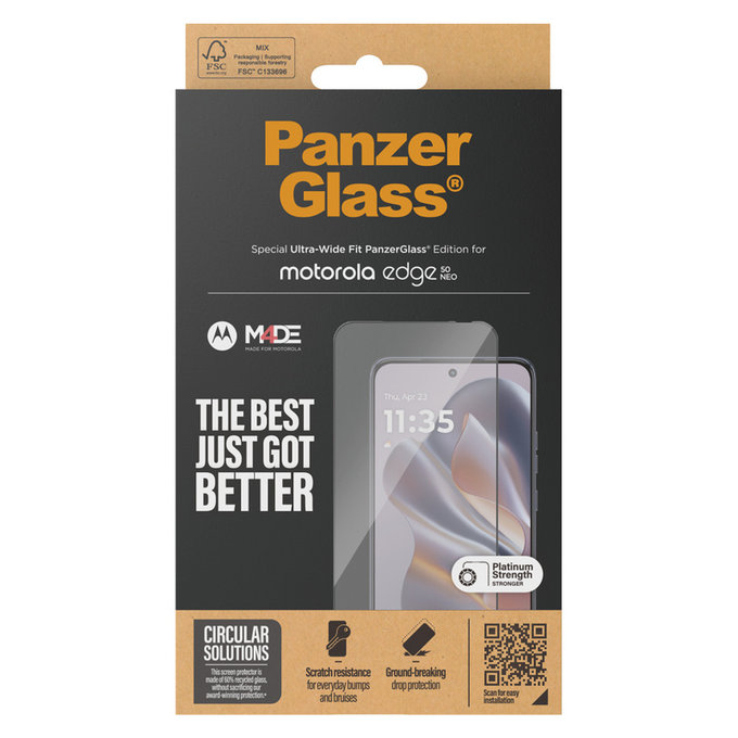 Kaljeno staklo UWF za Motorola Edge 50 Neo, Crna, PanzerGlass