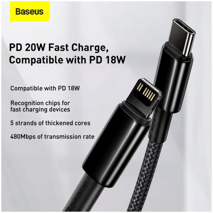Baseus - Kabel Lightning/USB-C, 1.5m, crna