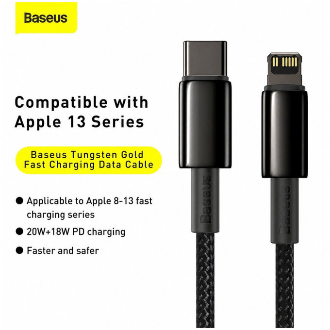 Baseus - Kabel Lightning/USB-C, 1.5m, crna