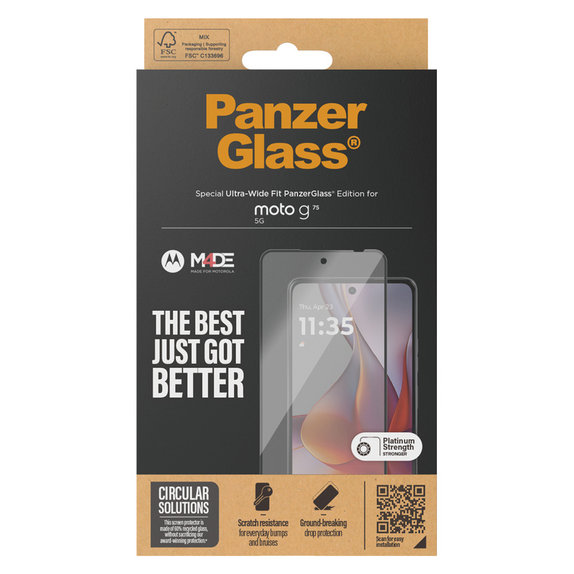 Kaljeno staklo UWF za Motorola Moto G75 5G, Crna, PanzerGlass