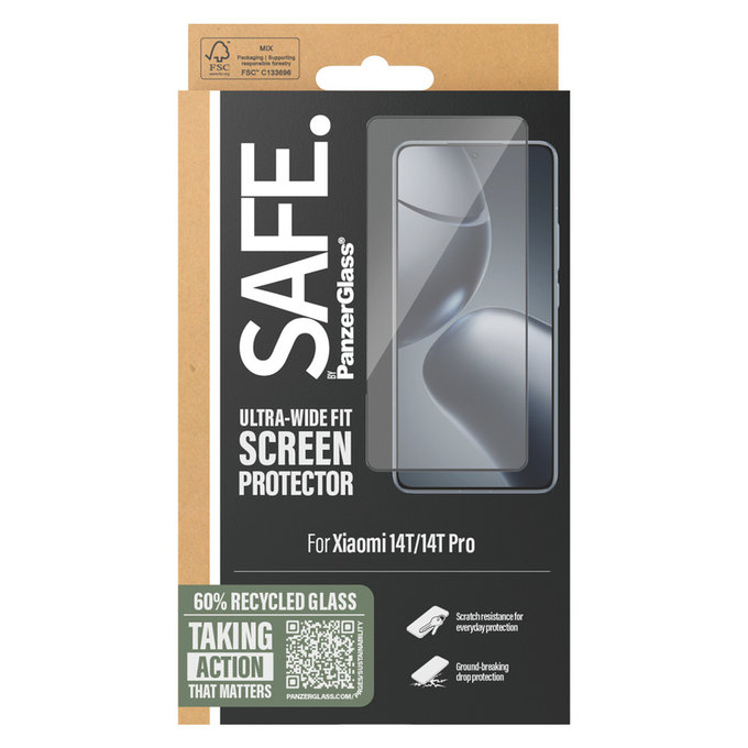Kaljeno staklo UWF za Xiaomi 14T/14T Pro, Crna, SAFE by PanzerGlass