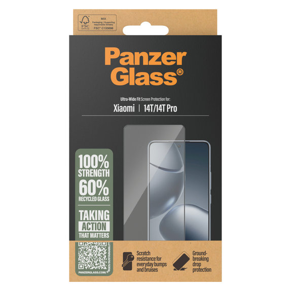 Kaljeno staklo UWF za Xiaomi 14T/14T Pro, Crna, PanzerGlass