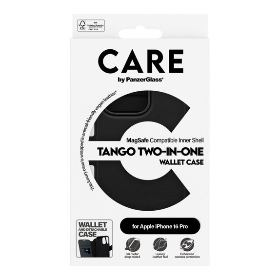 Maska Wallet Tango Two-In-One s MagSafeom za iPhone 16 Pro, Crna, CARE