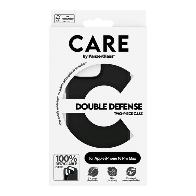 Maska Double Defense za iPhone 16 Pro Max, Crna, CARE