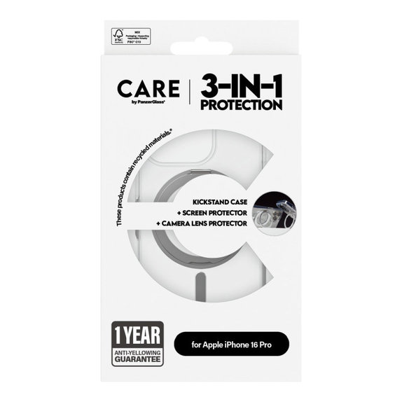 Bundle Hoops Ceramic + Kaljeno staklo UWF Ceramic + Maska Kickstand za iPhone 16 Pro, CARE