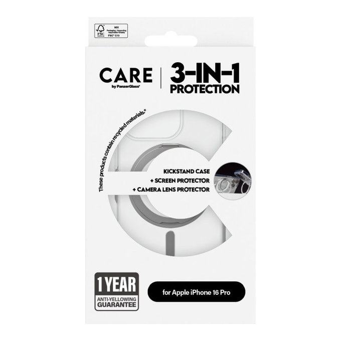 Bundle Hoops Ceramic + Kaljeno staklo UWF Ceramic + Maska Kickstand za iPhone 16 Pro, CARE