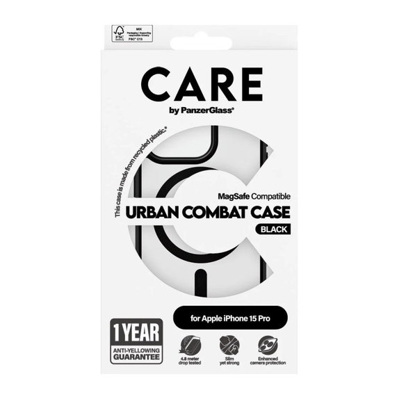 Maska Urban Combat s MagSAFE by PanzerGlass za iPhone 15 Pro, Crna, PanzerGlass