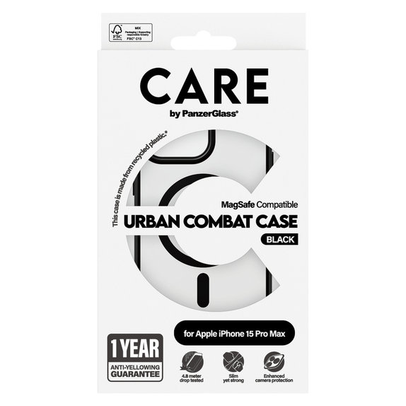 Maska Urban Combat s MagSAFE by PanzerGlass za iPhone 15 Pro Max, Crna, PanzerGlass