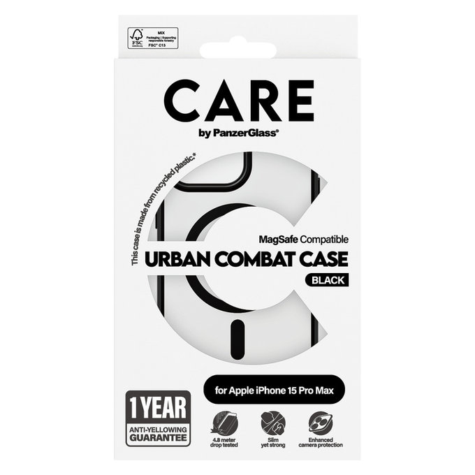 Maska Urban Combat s MagSAFE by PanzerGlass za iPhone 15 Pro Max, Crna, PanzerGlass