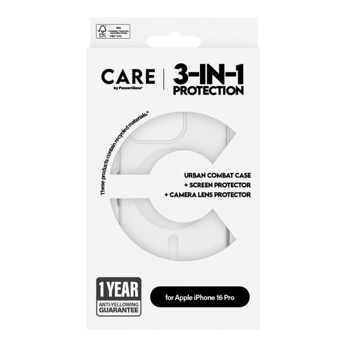 Bundle Hoops + Kaljeno staklo UWF + Maska Urban Combat za iPhone 16 Pro, CARE