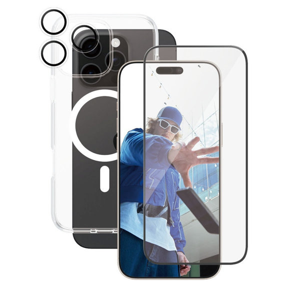 Bundle Hoops + Kaljeno staklo UWF + Maska Urban Combat za iPhone 16 Pro Max, CARE