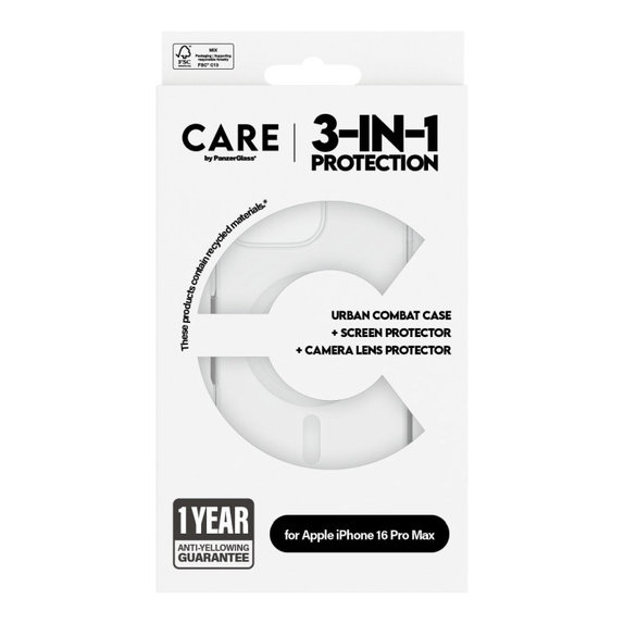 Bundle Hoops + Kaljeno staklo UWF + Maska Urban Combat za iPhone 16 Pro Max, CARE