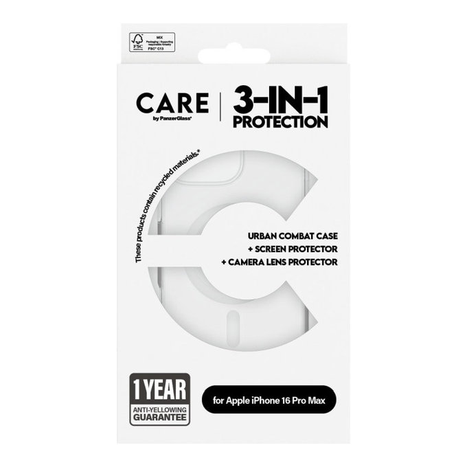 Bundle Hoops + Kaljeno staklo UWF + Maska Urban Combat za iPhone 16 Pro Max, CARE