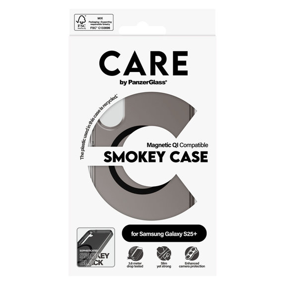 Maska Smokey s crnim QI za Samsung Galaxy S25+, Crna, PanzerGlass