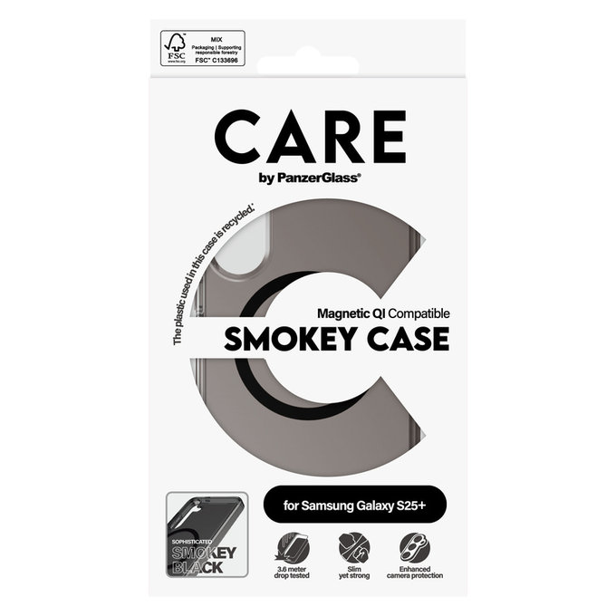 Maska Smokey s crnim QI za Samsung Galaxy S25+, Crna, PanzerGlass