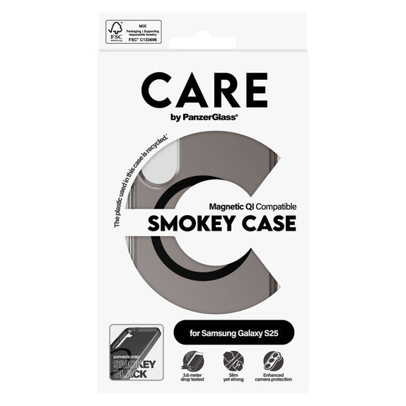 Maska Smokey s crnim QI za Samsung Galaxy S25, Crna, PanzerGlass