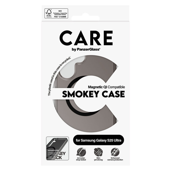 Maska Smokey s crnim QI za Samsung Galaxy S25 Ultra, Crna, PanzerGlass