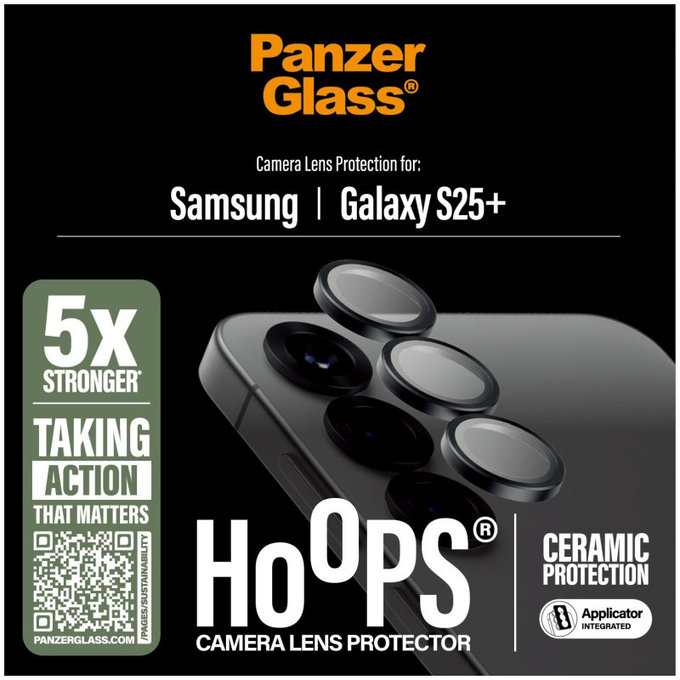Zaštita objektiva Hoops Ceramic za Samsung S25+, Crna, PanzerGlass