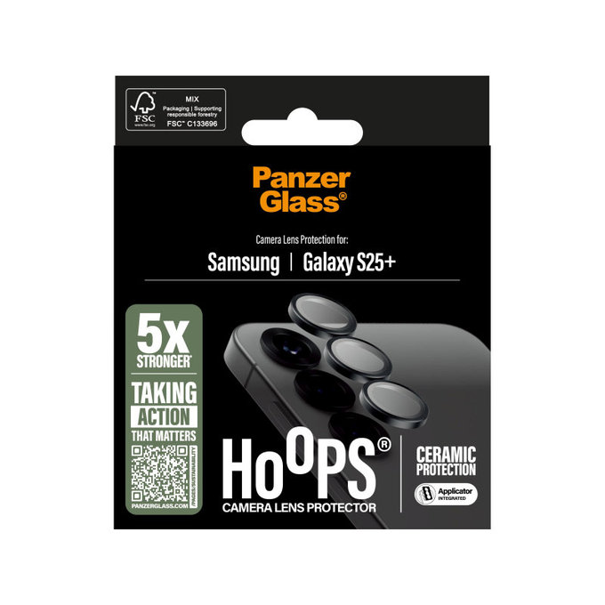 Zaštita objektiva Hoops Ceramic za Samsung S25+, Crna, PanzerGlass