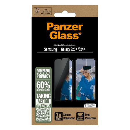 PanzerGlass - Kaljeno Staklo UWF Privacy s aplikatorom za Samsung Galaxy S25+, transparent