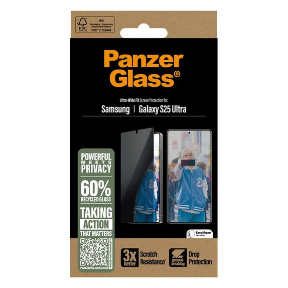 PanzerGlass - Kaljeno Staklo UWF Privacy s aplikatorom za Samsung Galaxy S25 Ultra, transparent