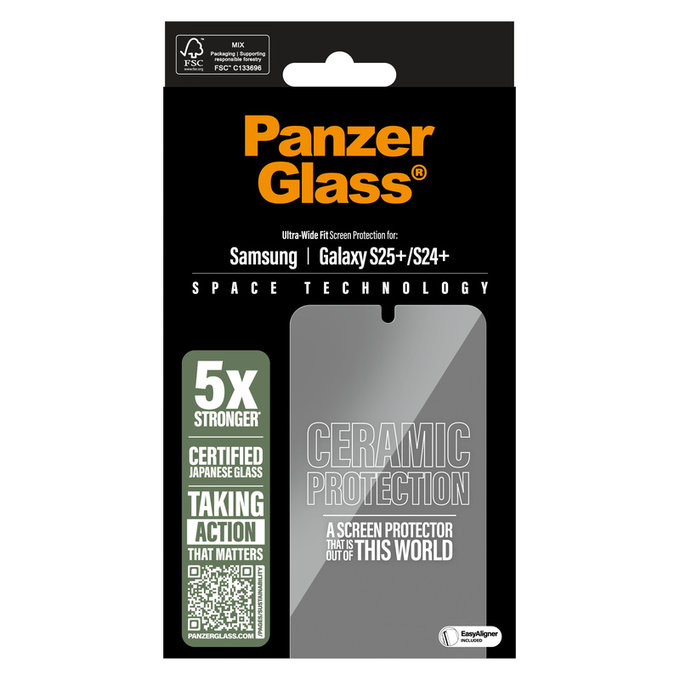 Kaljeno staklo UWF Ceramic s aplikatorom za Samsung Galaxy S25+, Prozirna, PanzerGlass