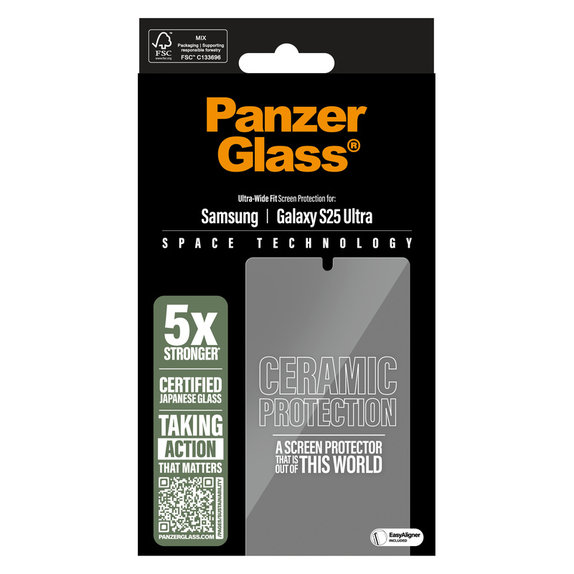 Kaljeno staklo UWF Ceramic s aplikatorom za Samsung Galaxy S25 Ultra, Prozirna, PanzerGlass