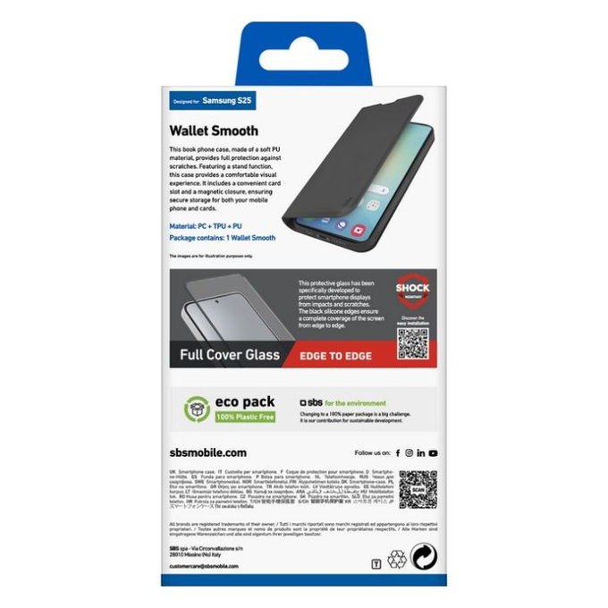 SBS - Maska Book Wallet Smooth za Samsung Galaxy S25, crna