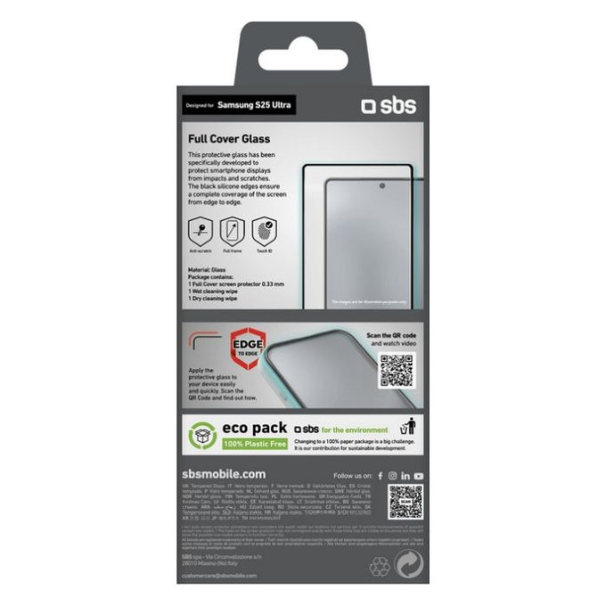 SBS - Kaljeno Staklo Full Cover za Samsung Galaxy S25 Ultra, crna