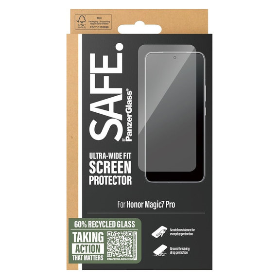 Kaljeno staklo UWF za Honor Magic7 Pro, Crna, SAFE by PanzerGlass