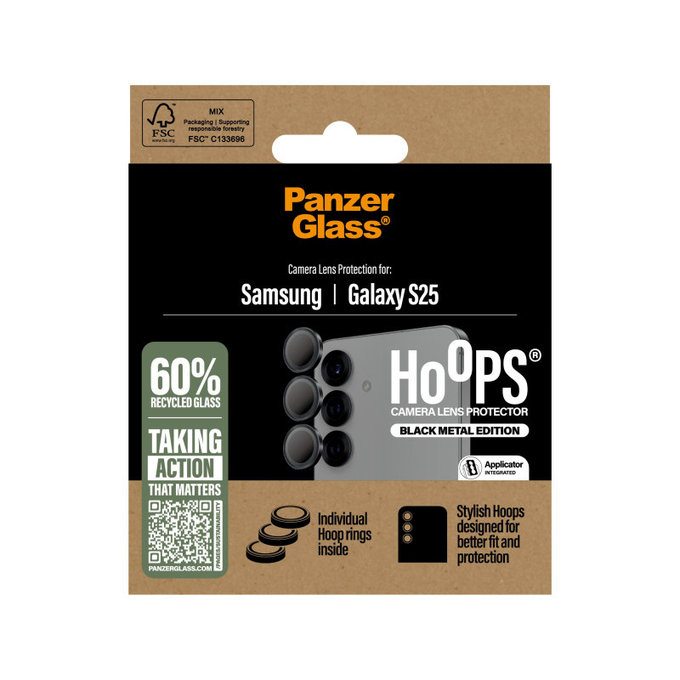 Zaštita objektiva kamere Hoops za Samsung S25, Crna, PanzerGlass