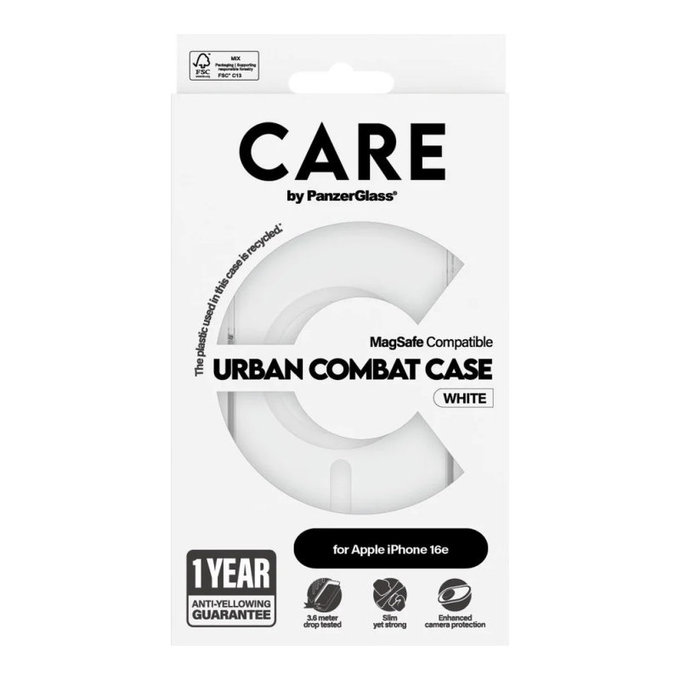 Maska Urban Combat s MagSafeom za iPhone 17e/16e, Bijela, CARE