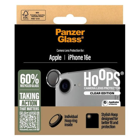 PanzerGlass - Zaštitni poklopac za objektiv kamere Hoops za iPhone 16e, crno