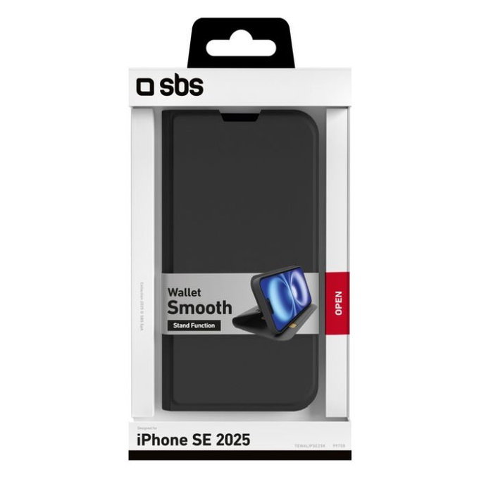SBS - Maska Book Wallet Smooth za iPhone 16e, crna