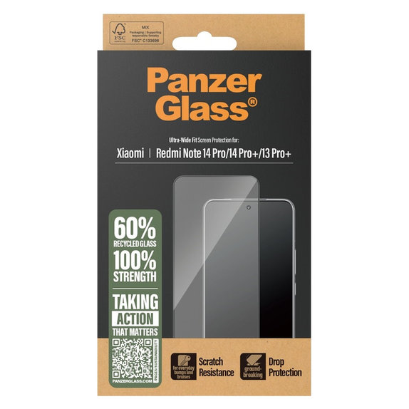 Kaljeno staklo UWF za Xiaomi Redmi Note 14 Pro/14 Pro+/13 Pro+, Crna, PanzerGlass