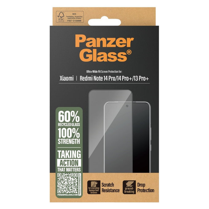 Kaljeno staklo UWF za Xiaomi Redmi Note 14 Pro/14 Pro+/13 Pro+, Crna, PanzerGlass
