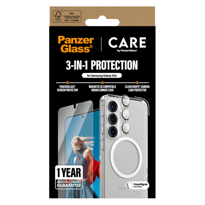 Bundle 3u1 za Samsung Galaxy S25, PanzerGlass