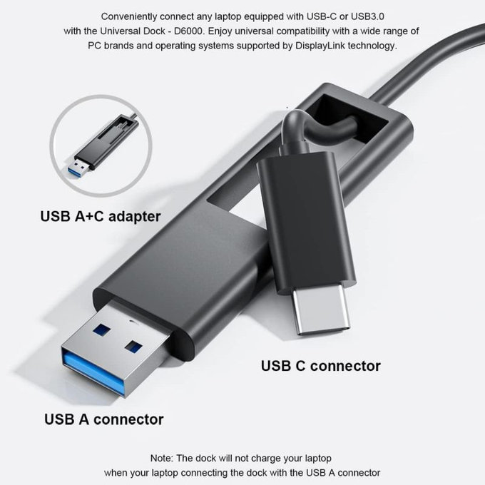 Dell D6000 - Dok stanica (USB-C) + 130W Adapter Obnovljeno