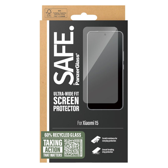 Kaljeno staklo UWF za Xiaomi 15, Crna, SAFE by PanzerGlass