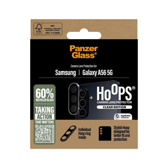 Zaštita objektiva kamere Hoops za Samsung A56 5G, Prozirna, PanzerGlass
