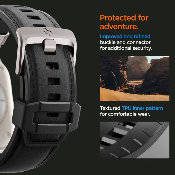 Spigen - Remen Durapro Armor PU za Apple Watch (42, 44, 45, 49mm), crna