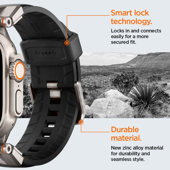 Spigen - Remen Durapro Armor PU za Apple Watch (42, 44, 45, 49mm), crna
