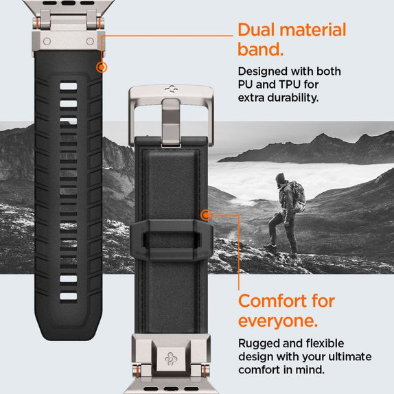 Spigen - Remen Durapro Armor PU za Apple Watch (42, 44, 45, 49mm), crna