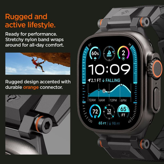 Spigen - Remen Durapro Armor za Apple Watch (42, 44, 45, 49mm), Black Edition