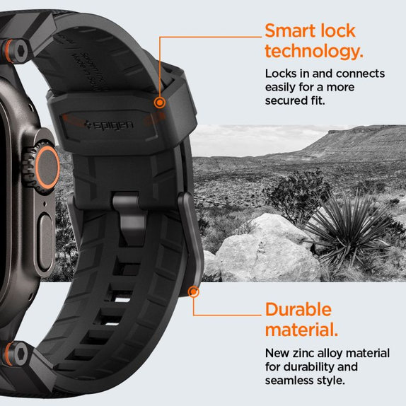 Spigen - Remen Durapro Armor za Apple Watch (42, 44, 45, 49mm), Black Edition