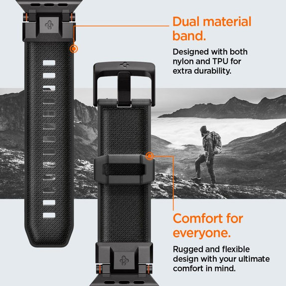 Spigen - Remen Durapro Armor za Apple Watch (42, 44, 45, 49mm), Black Edition